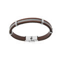 Bracelet en acier et cuir marron 20cm r&eacute;glable Artemare