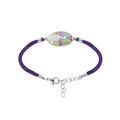 Bracelet Stella Mia en acier avec cordon mauve pastille motif paon multi couleur et Nacre 16+3cm Artemare