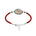 Bracelet Stella Mia en acier cordon rouge pastille feuille multi couleur et Nacre 16+3cm Artemare