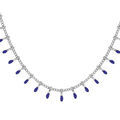Colliers sur Artemare : Collier en acier avec pampilles couleur bleue 40+5cm