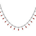 Colliers sur Artemare : Collier en acier avec pampilles couleur rouge 40+5cm