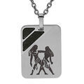 Colliers sur Artemare : Collier en acier cha&icirc;ne avec pendentif rectangulaire zodiaque G&eacute;meaux 50+5cm