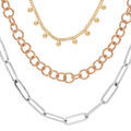 Collier en acier et dorure 3 rangs et 3 tons longueurs 41/45/50cm Artemare