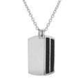 Colliers sur Artemare : Collier en acier cha&icirc;ne avec pendentif rectangulaire 2 bandes aspect carbone noir 50+5cm
