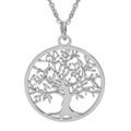 Colliers sur Artemare : Collier en acier cha&icirc;ne avec pendentif rond arbre de vie decoup&eacute; 25mm 40+5cm