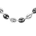 Collier en acier bicolore noir maille grain caf&eacute; massive - 8mm longueur 54cm