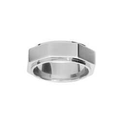 Bague en acier forme &eacute;crou facett&eacute; &agrave; graver d'initiales uniquement