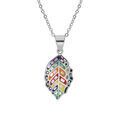 Collier Stella Mia en acier cha&icirc;ne avec pendentif feuille multi couleur et Nacre 38+6cm