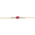 Bracelet en vermeil cha&icirc;ne avec barrette Rubis v&eacute;ritable et Topazes blanches 16+3cm