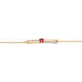 Bracelet en vermeil cha&icirc;ne avec Rubis v&eacute;ritable et rails de Topazes blanches 16+3cm