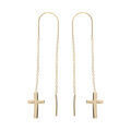 Boucles d'oreille sur Artemare : Boucles d'oreille passante en plaqu&eacute; or cha&icirc;nette avec croix