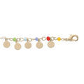 Bracelet en plaqu&eacute; or cha&icirc;ne avec pampilles et perles multi couleurs 17+3cm