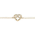 Bracelet en plaqu&eacute; or cha&icirc;ne avec coeur et infini oxydes blancs sertis 16+3cm
