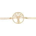 Bracelet en plaqu&eacute; or cha&icirc;ne double avec arbre de vie filigrane et oxydes blancs sertis 16+3cm