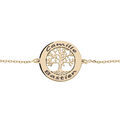 Bracelet en plaqu&eacute; or jaune cha&icirc;ne avec pastille &agrave; graver petit arbre de vie 20mm 15,5+3cm