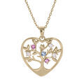 Collier en plaqu&eacute; or cha&icirc;ne avec pendentif forme coeur avec arbre de vie et oxydes couleurs 39+5cm