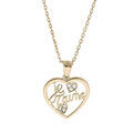 Colliers sur Artemare : Collier en plaqu&eacute; or cha&icirc;ne avec pendentif coeur "je t'aime" oxydes blancs sertis 40+5cm