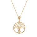 Collier en plaqu&eacute; or cha&icirc;ne avec pendentif arbre de vie filigrane et oxydes blancs sertis 40+5cm Artemare