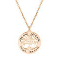 Collier en plaqu&eacute; or rose cha&icirc;ne avec pendentif pr&eacute;noms &agrave; graver petit arbre de vie 20mm 38+5cm Artemare