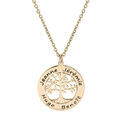Colliers sur Artemare : Collier en plaqu&eacute; or cha&icirc;ne avec pendentif pr&eacute;noms &agrave; graver petit arbre de vie 20mm 38+5cm