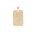 Pendentif en plaqu&eacute; or plaque G.I 20*11mm pans coup&eacute;s &agrave; graver avec oxyde blanc serti