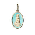 Pendentif en plaqu&eacute; or ovale Sainte Sara fond bleu ciel