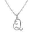 Colliers sur Artemare : Collier avec pendentif en argent rhodi&eacute; initiale Q majuscule avec oxydes blancs sertis longueur 42cm + 3cm