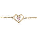 Bracelet en plaqu&eacute; or cha&icirc;ne avec coeur et oxyde rose 14+3cm Artemare
