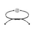 Bracelet en argent rhodi&eacute; cordon coulissant noir avec pastille motif Angelot Artemare