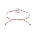 Bracelets sur Artemare : Bracelet en argent rhodi&eacute; cordon coulissant rose avecpastille motif Angelot
