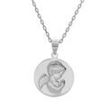 Colliers sur Artemare : Collier en argent rhodi&eacute; cha&icirc;ne avec pendentif m&eacute;daille Angelot en relief 40+5cm