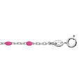 Cha&icirc;ne de cheville en argent rhodi&eacute; avec perles rose fluo 23+3cm Artemare