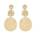 Boucles d'oreille en acier et PVD jaune motif en relief et fermoir poussette Artemare