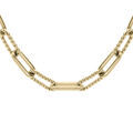 Chaine sur Artemare : Collier en acier et PVD jaune maille rectangulaire et torsad&eacute;e mod&egrave;le fin 48+1cm