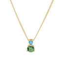 Collier en vermeil cha&icirc;ne avec pendentif 2 oxydes sertis bleu et vert (3 et 5mm) 42+3cm Artemare