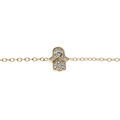 Bracelet en plaqu&eacute; or main de Fatma pav&eacute;e d'oxydes blancs sertis 16+3cm