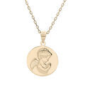 Collier en plaqu&eacute; or cha&icirc;ne avec pendentif m&eacute;daille Angelot en relief 40+5cm
