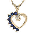Collier en plaqu&eacute; or cha&icirc;ne avec pendentif coeur oxydes blancs et oxydes bleus 40+5cm Artemare