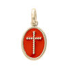 Pendentif en plaqu&eacute; or ovale croix sur fond corail