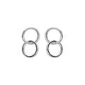 Boucles d'oreille en argent rhodi&eacute; double cercle entrem&eacute;l&eacute; et fermoir poussette