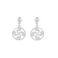 Boucles d'oreille en argent rhodi&eacute; croix Basque suspendu 10mm et fermoir poussette