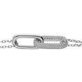 Bracelets sur Artemare : Bracelet en argent rhodi&eacute; cha&icirc;ne avec motif rectangulaire et oxydes blancs sertis 17+3cm