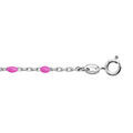 Bracelets sur Artemare : Bracelet en argent rhodi&eacute; cha&icirc;ne avec perles roses fluo 15+3cm