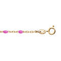 Bracelets sur Artemare : Bracelet en argent et dorure jaune cha&icirc;ne avec perles roses fluo 15+3cm