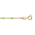 Bracelet en argent et dorure jaune cha&icirc;ne avec perles vert fluo 15+3cm Artemare