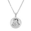 Collier en argent rhodi&eacute; cha&icirc;ne avec pendentif m&eacute;daille vierge et l'enfant en relief 40+5cm Artemare