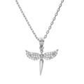 Collier en argent rhodi&eacute; cha&icirc;ne avec pendentif Ep&eacute;e et aile d'ange 40+5cm