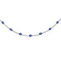 Colliers sur Artemare : Sautoir en argent rhodi&eacute; avec perles bleu fonc&eacute; 60+10cm
