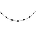 Sautoir en argent rhodi&eacute; avec perles noires 60+10cm Artemare