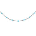 Sautoir en argent rhodi&eacute; avec perles couleur turquoise 60+10cm Artemare